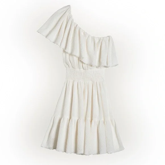 ⭕️ PRICE FIRM 🎉HP🎉 Rebecca Taylor Size Medium Ella Fil Coupe One Shoulder Dress - Picture 2 of 7